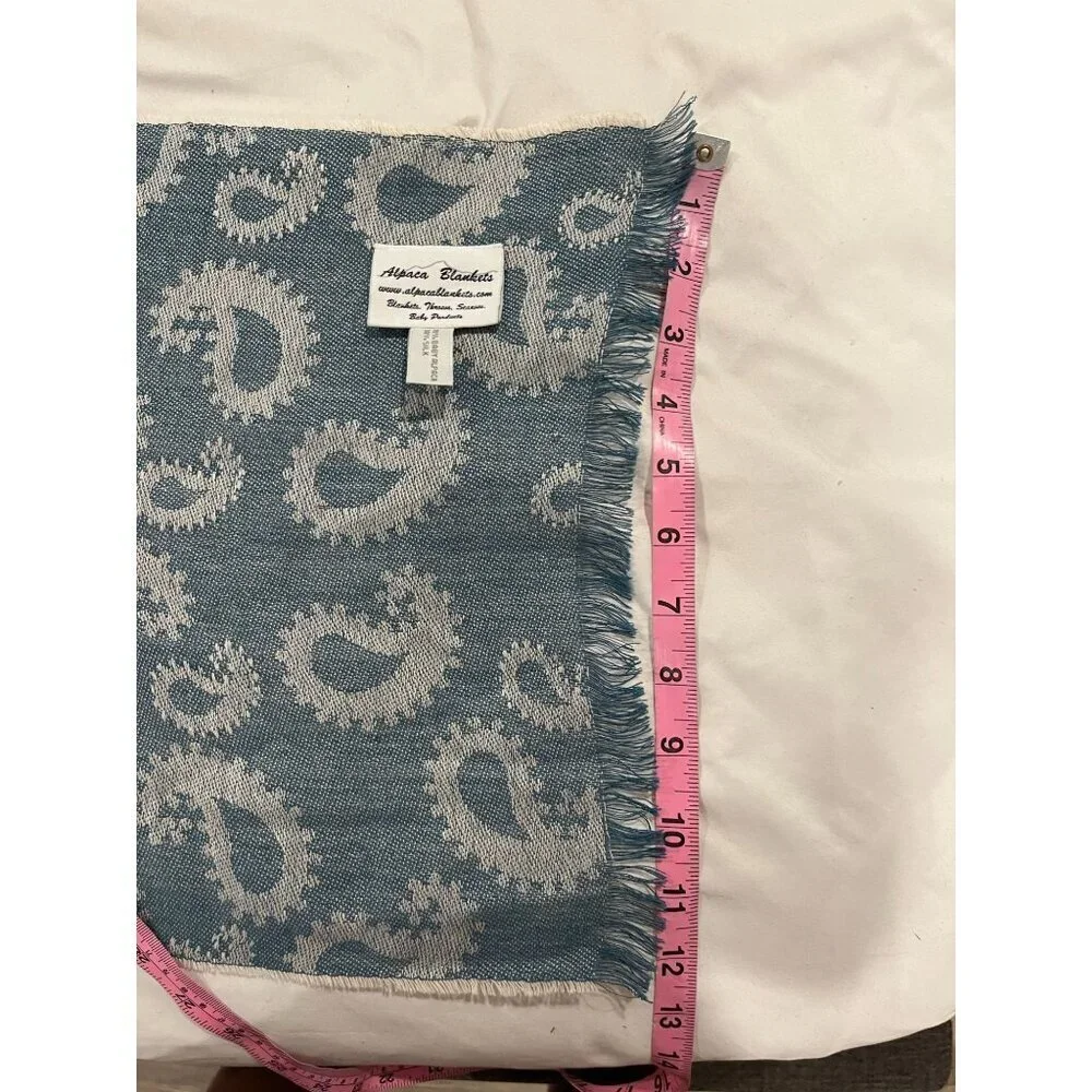 Alpaca Blankets Gray/Blue Lightweight Soft Paisley Alpaca Scarf Wrap Women's OS